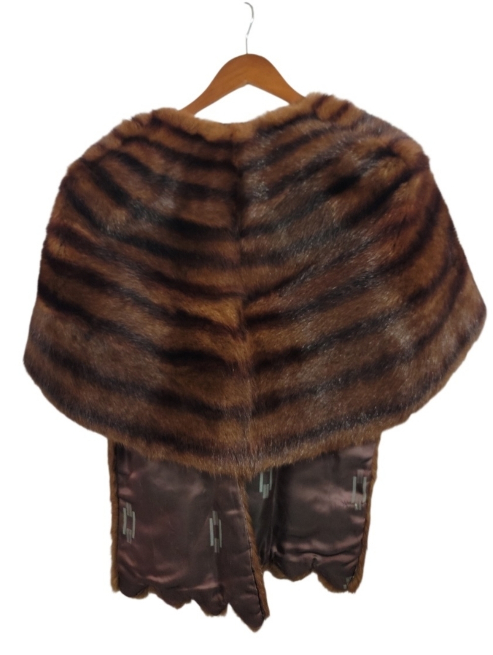 Vintage 50s Royal Furs Brown Mink Fur Stole Cross Front Capelet Shoulder Wrap - Picture 5 of 16